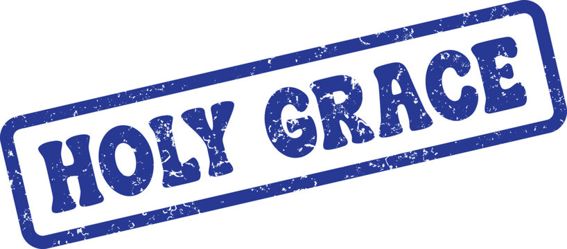 Holy Grace words presented in a distinct blue rubber stamp effect for divine themes