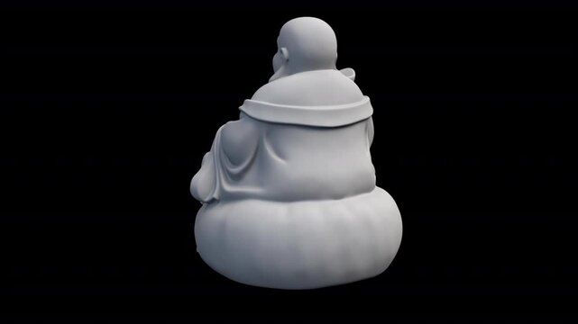 Feng shui laughing stone buddha rotating &ndash; 3d render looped with alpha channel.
