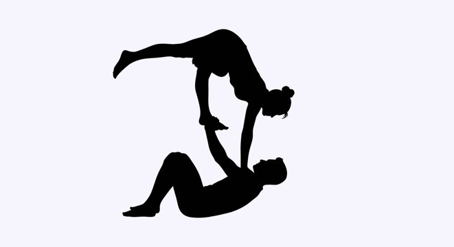 Acro Yoga Partnership Silhouette Vector