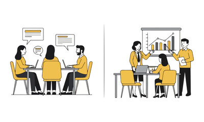 Fototapeta premium Office Workers Meeting and Presenting Business Analytics Chart