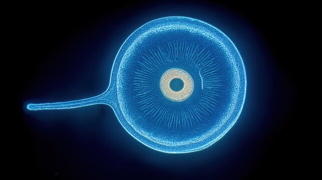 Intricate microscopic texture of a fungal spore's surface under magnification