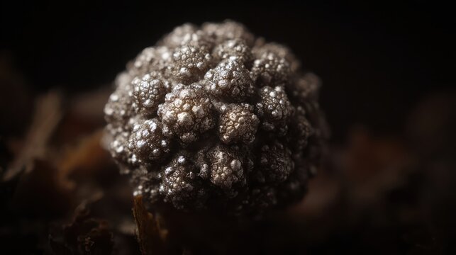 Intricate fungal spore surface texture revealed under microscopic examination
