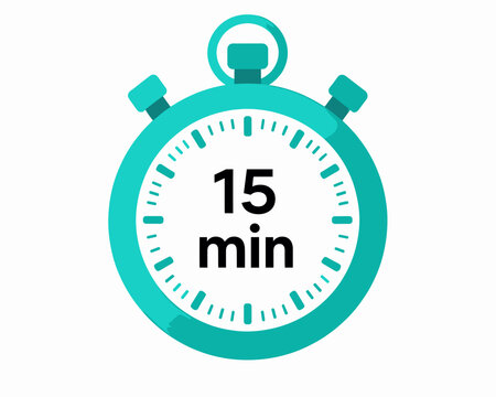 Teal Stopwatch Showing Fifteen Minutes Elapsed Time Illustration