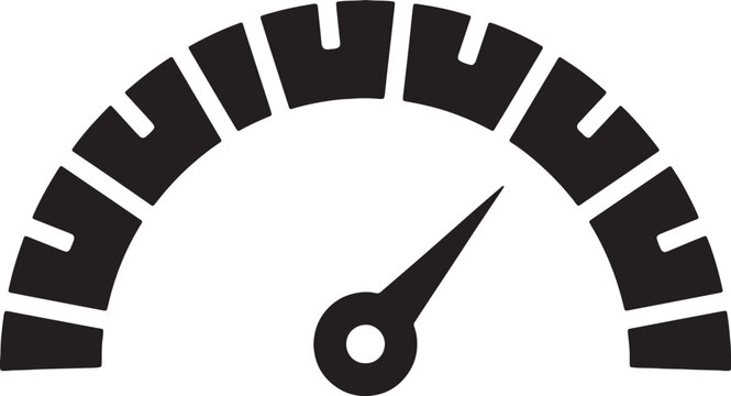 Dashboard speedometer silhouette icon for vehicle high speed measurement and fast internet performance indicator design