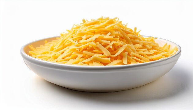 And Keyword List Based On The Image Shredded Cheese Pile In White Bowl Isolated On White Background