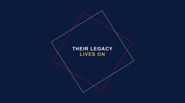 Elegant abstract graphic design featuring intertwined geometric shapes, conveying a profound message of enduring legacy and timeless remembrance on a deep blue background
