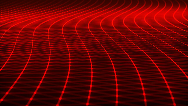 Particle Wave. Futuristic Dot Wave. Abstract background with a dynamic wave. 3D render.