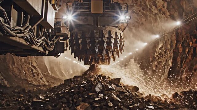 Powerful Tunnel Boring Machine Advances Through Earth Excavating Rock and Creating New Pathways