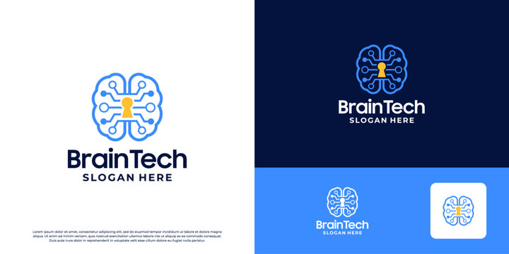 Unique brain lock logo design