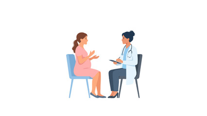 Obraz premium Pregnant woman consulting with a female doctor illustration