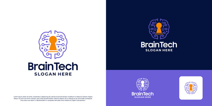 Unique brain lock logo design