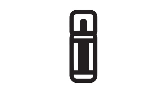 Minimalist black and white vector icon of a cylindrical thermos bottle for modern graphic design projects