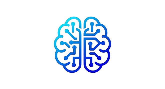 Blue brain circuit logo representing artificial intelligence technology.