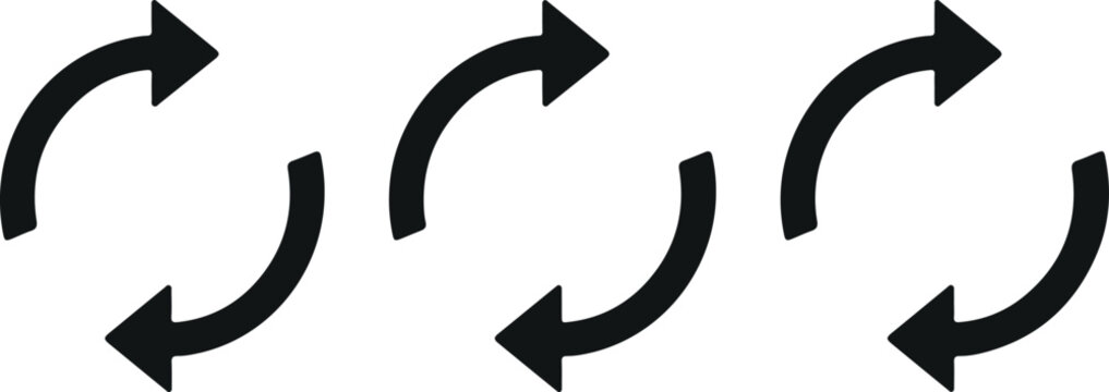 Refresh and sync arrows icon set, circular rotation reload symbols for update repeat process vector illustration isolated on white background