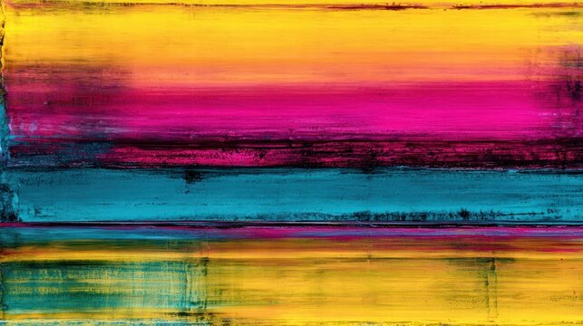 Vibrant horizontal bands of saturated color create an intense abstract composition.