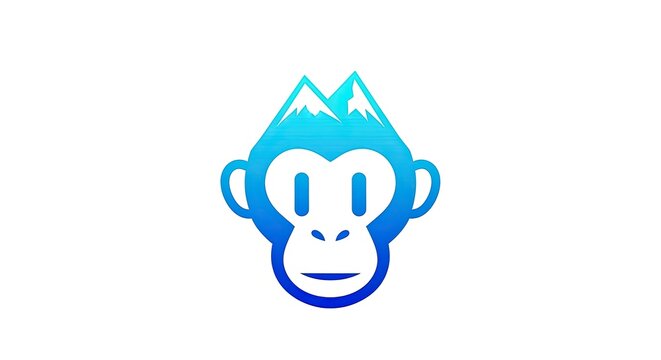 Blue monkey head logo with mountain peak hair.