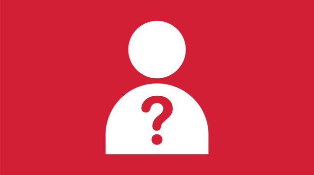 Simple vector illustration of a white person icon with a question mark symbol inside