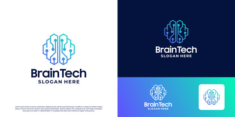 Fototapeta premium Artificial intelligence brain logo design