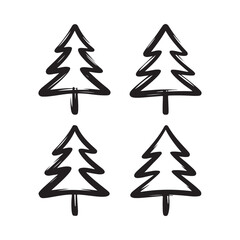 Obraz premium pine tree silhouettes on white background silhouette
