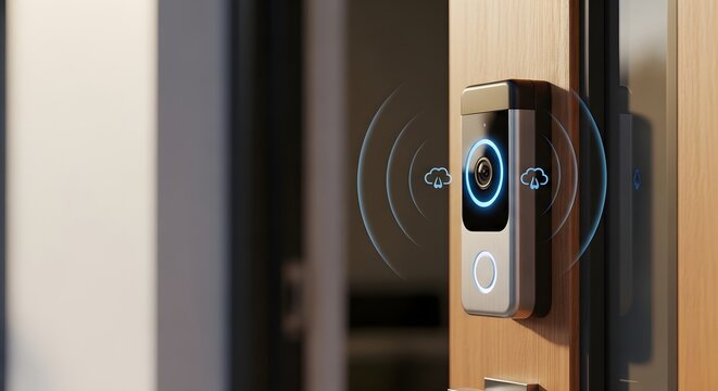 Modern security camera monitoring indoor surveillance system with motion detection technology