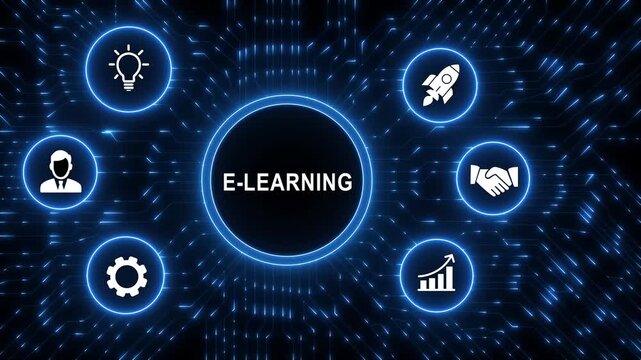 e-learning Customer Relationship Management Animation Digital Business Technology Motion Graphic concept. animation