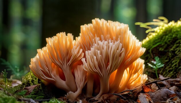 A Close Up Of A Ramaria Eumorpha Mushroom Coral Fungus Growing On The Forest Floor