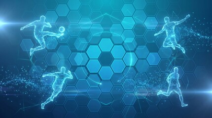 Digital Soccer Players Data Visualization with Hexagon Background © Alf