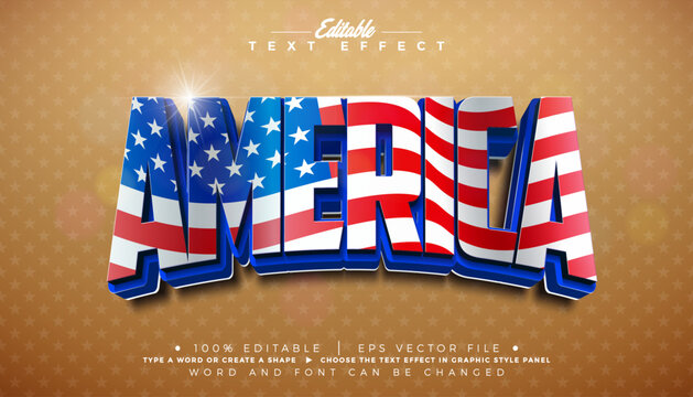 America Editable Text Effect Graphic Style with 250 Years of the United States Flag Pattern Typography on Beige Background. Vector USA Independence, President, Memorial or Veteran Day Customizable