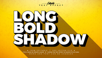 Fototapeta na wymiar Long Shadow 3D Text Effect Design Editable Vector Graphic Style with Bold Typography Lettering on Yellow Background. Premium Scalable Illustration Mockup Template for Greeting Card, Party Flyer, Promo