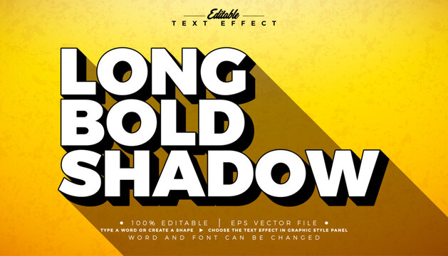 Long Shadow 3D Text Effect Design Editable Vector Graphic Style with Bold Typography Lettering on Yellow Background. Premium Scalable Illustration Mockup Template for Greeting Card, Party Flyer, Promo