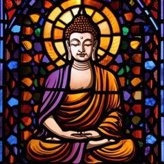 Obraz premium Stained Glass Buddha Meditation