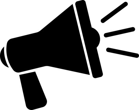 Black megaphone icon for marketing and announcement isolated on transparent background