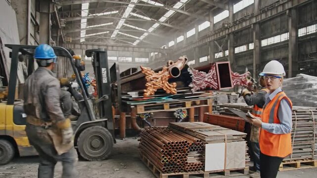 Industrial Demolition Crew Carefully Dismantles Old Factory Building During Deconstruction Project