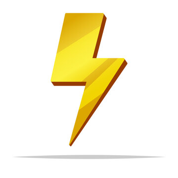 Golden thunder vector isolated illustration