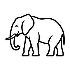 Fototapeta premium Elephant Silhouette Minimalist Line Art Icon Isolated on White Background for Wildlife Projects