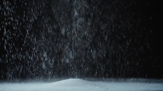 Soft falling powder motion, static camera