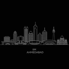 Fototapeta premium Ahmedabad Skyline Silhouette: Modern Architecture and Iconic Landmarks