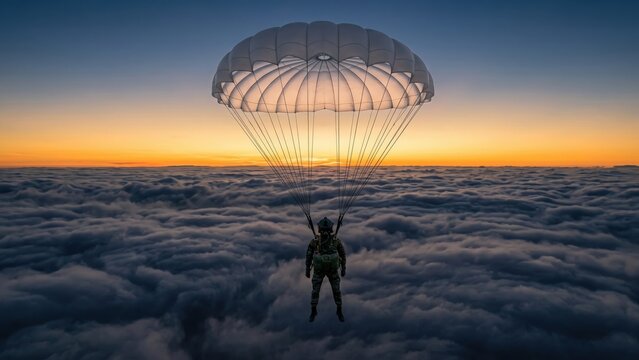 Indian Special Forces Soldier HALO Jump At Sunrise