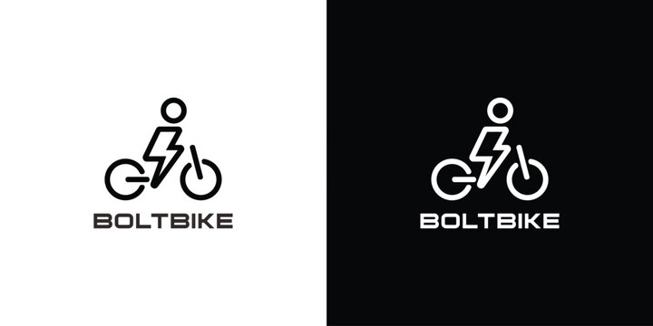 Boltbike logo design with electric bike and lightning bolt symbol.