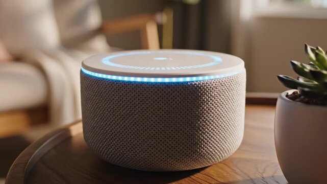 Smart Speaker in a Living Room - Modern Technology and Home Automation.
