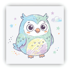 Fototapeta premium Option 1 (Cute & Simple): Little Owl on a Branch