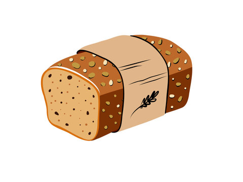 Cut multigrain or cereal bread loaf with seeds.
