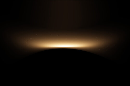 Abstract golden horizon light background for futuristic banner design