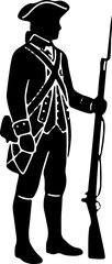 Fototapeta premium Revolutionary War Standing Soldier Holding Musket Silhouette Vector