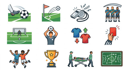 Naklejka premium Soccer Football Game Icons Set.