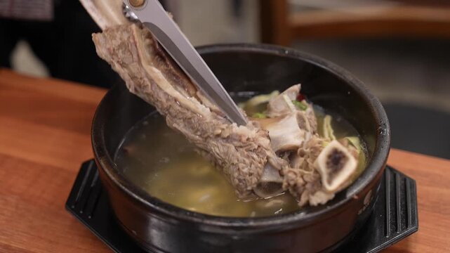 Traditional Korean Clear Beef Short Rib Soup Galbitang