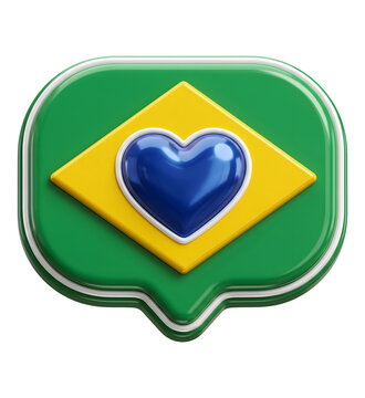 Bot&atilde;o Curtir com Bandeira do Brasil em 3D Copa do Mundo