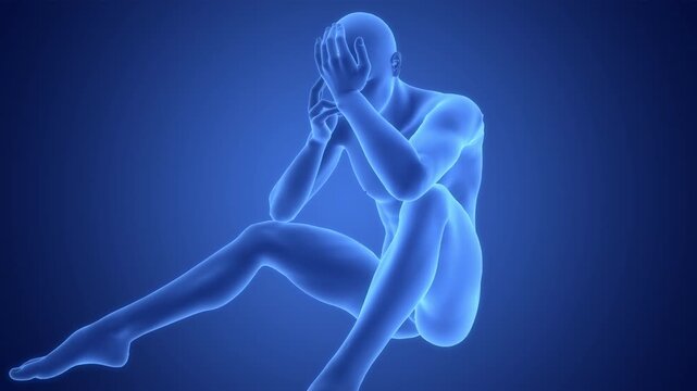 Human Suffering with Severe Headache Anatomy Animation Concept