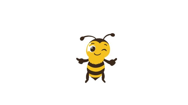 Cute Winking Bee Character Giving Thumbs Up