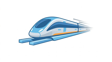 Modern High Speed Train Moving Fast on Tracks. © Dne